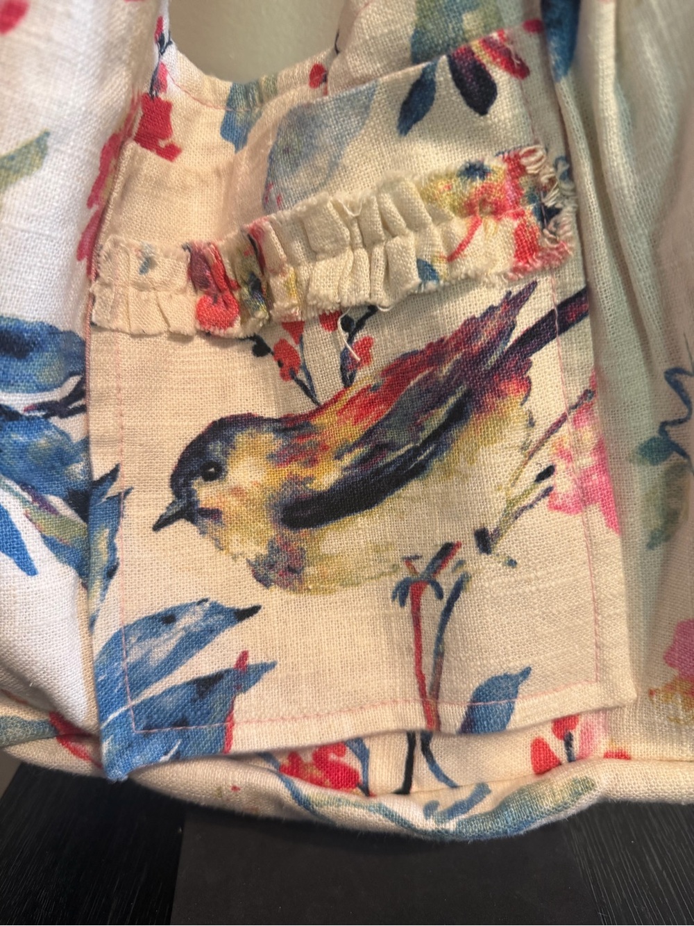Nautical by Nancy Floral Bird Print Hobo Tote Bag Cottagecore Linen Look - Picture 2 of 8